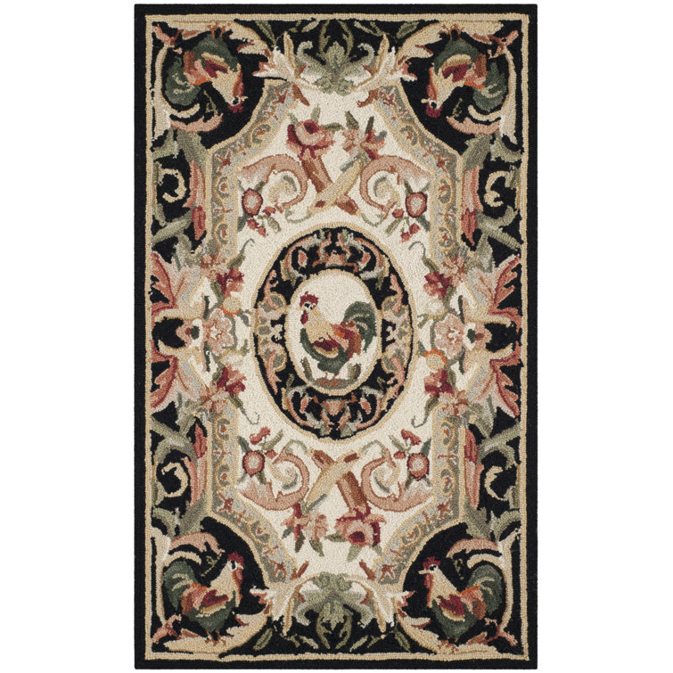 August Grove® Kinchen Hand Hooked Wool Floral Rug & Reviews | Wayfair