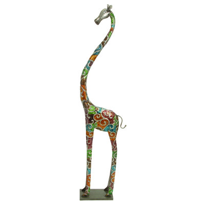 Wynn Metal Tall Giraffe Sculpture with Embossed Scrollwork 