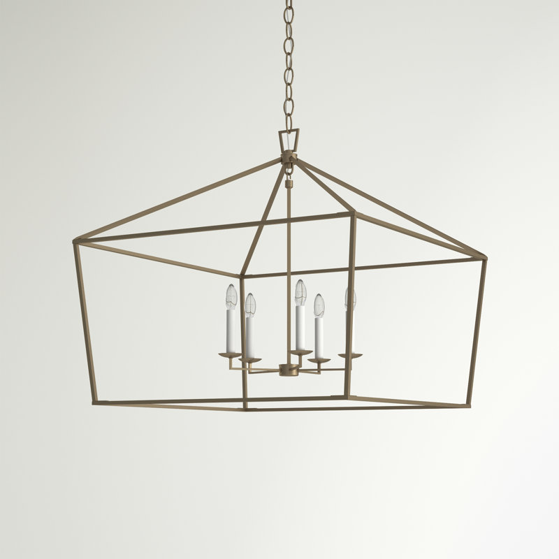 Lustre géométrique à 5 lumières Tari, Laiton satiné