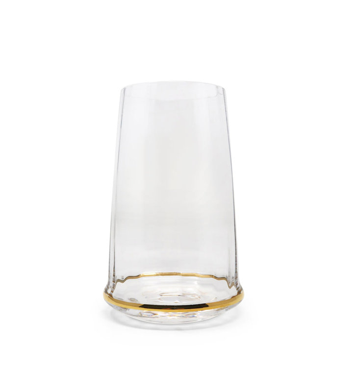 Highball Glasses with Gold Bottom Rim, 6 Pc