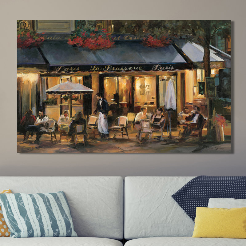 «La Brasserie», reproduction d'art sur toile tendue, H 28 po x l 48 po