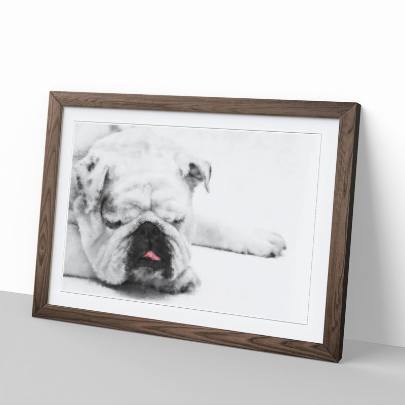 White British Bulldog Vol.2 Painting - Picture Frame Graphic Art, 36cm H x 48cm W x 2cm D, Walnut