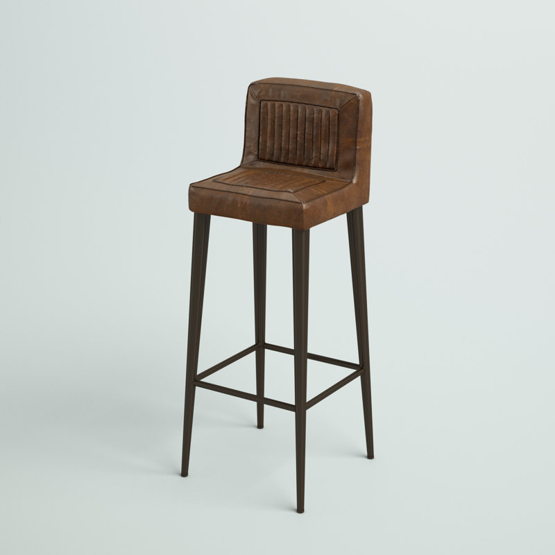 Nelly Leather 32" Bar Stool, Brown, Black
