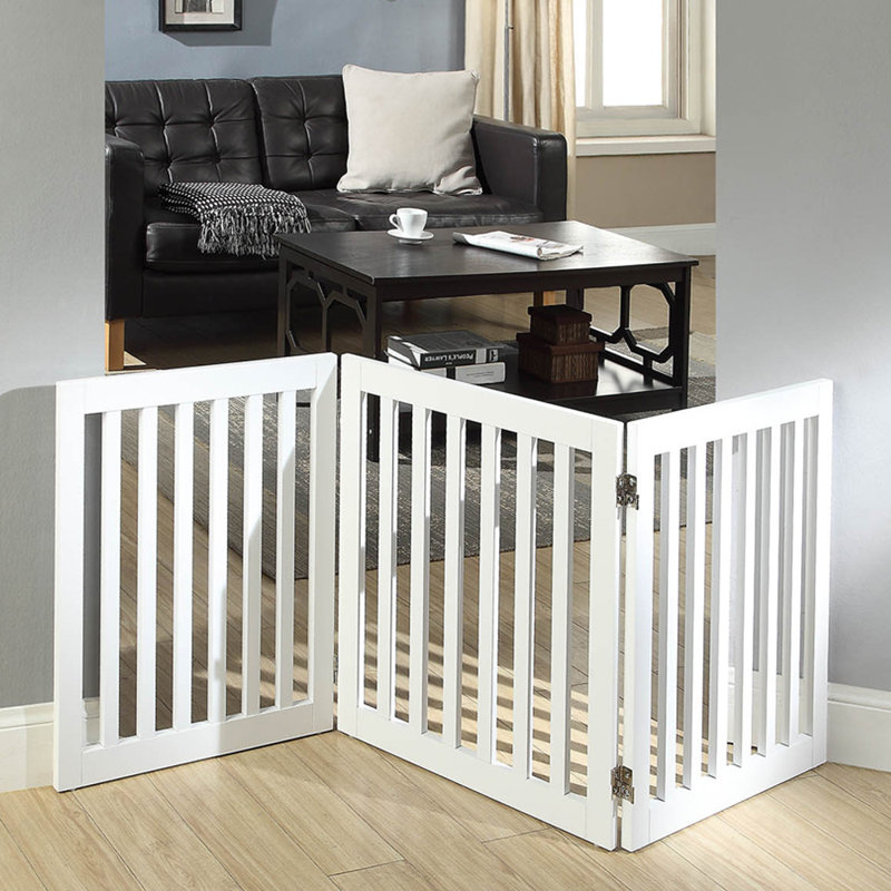 Renn Wood Free Standing Pet Gate with a Pair of Support Feet, 24" H x 60" W x 0.71" D, White
