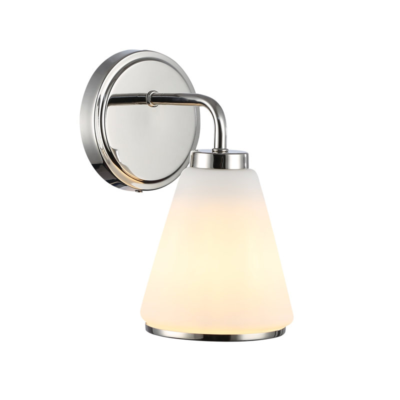 Zoey - 1-Light Wall Sconce - Polished Nickel Finish - Glossy White Glass Shade