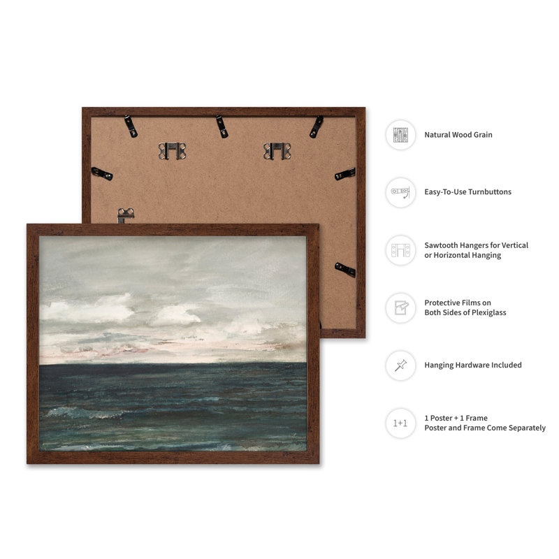 Paysage marin, 18"H x 24"W, Poster, Brown Framed