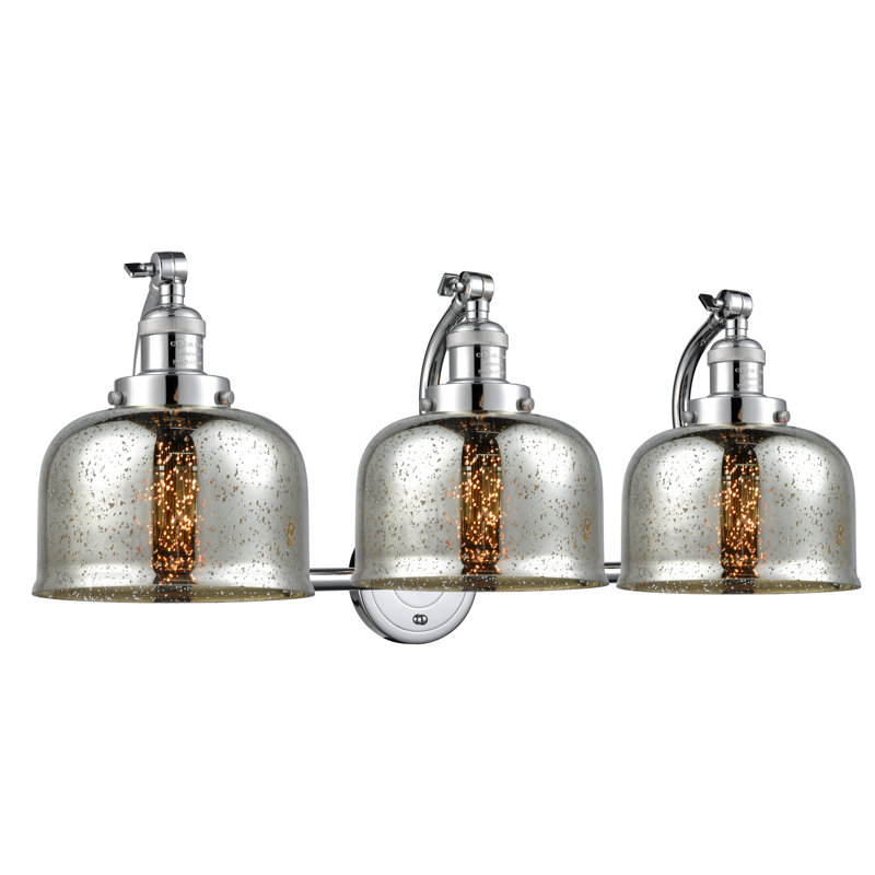 Éclairage pour salle de bain 3 lumières Plumlee, Chrome poli, Argent mercuré plaqué, Ampoule DEL 6 watts Vinage