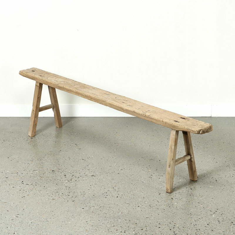 Lily's Living Vintage Noodle Bench, Weathered Natural Wood Finish , 20" H x 75" W x 6" D
