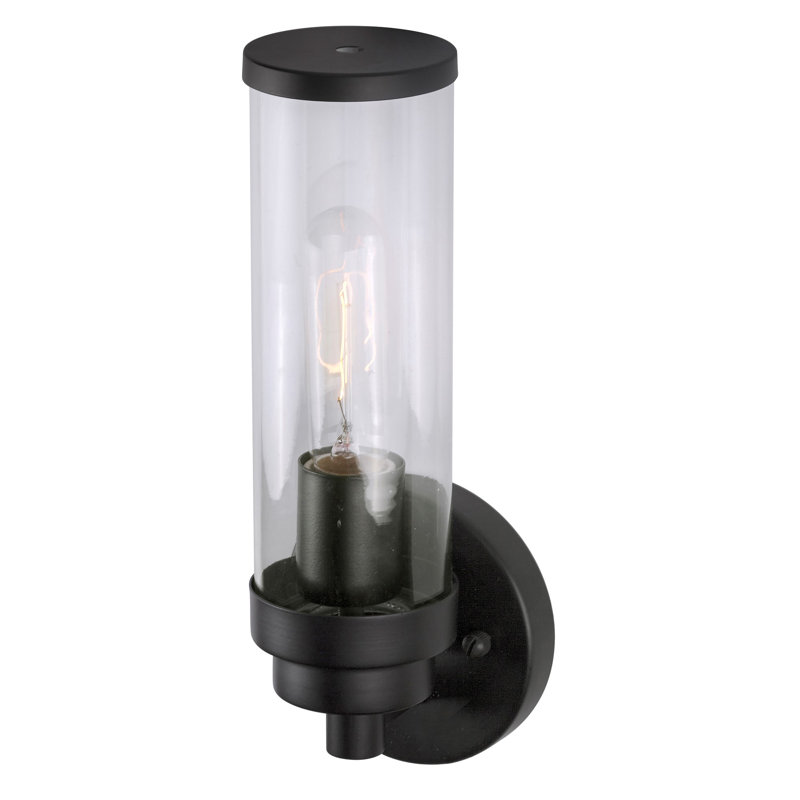 Applique murale 1 lumière DEL or doux avec verre opale satiné, Noir, Transparent