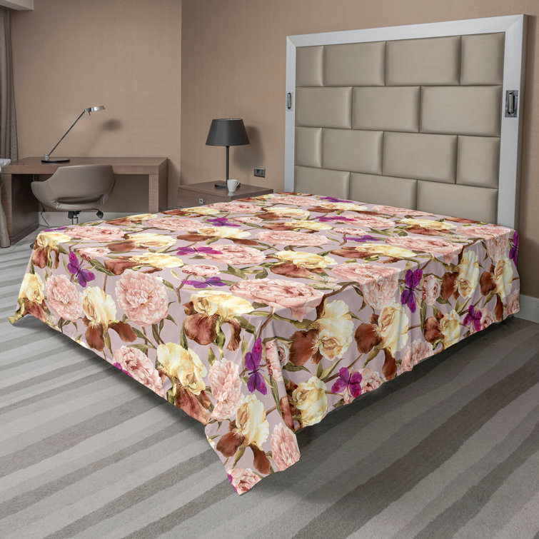 Drap plat à motif floral bohème Ambesonne