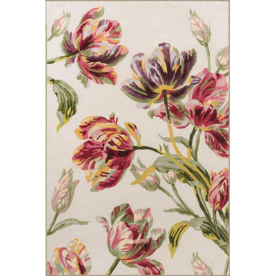 Multicolored Branched, Leafy, Rose Patterned Woven Floor Carpet