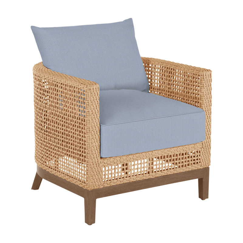Peninsula Barrel Chair, Welt + Standard fill, Arbor Chambray, Light Raffia/Natural Sandalwood