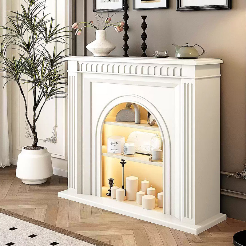 White Manufactured Wood Electric Fireplace