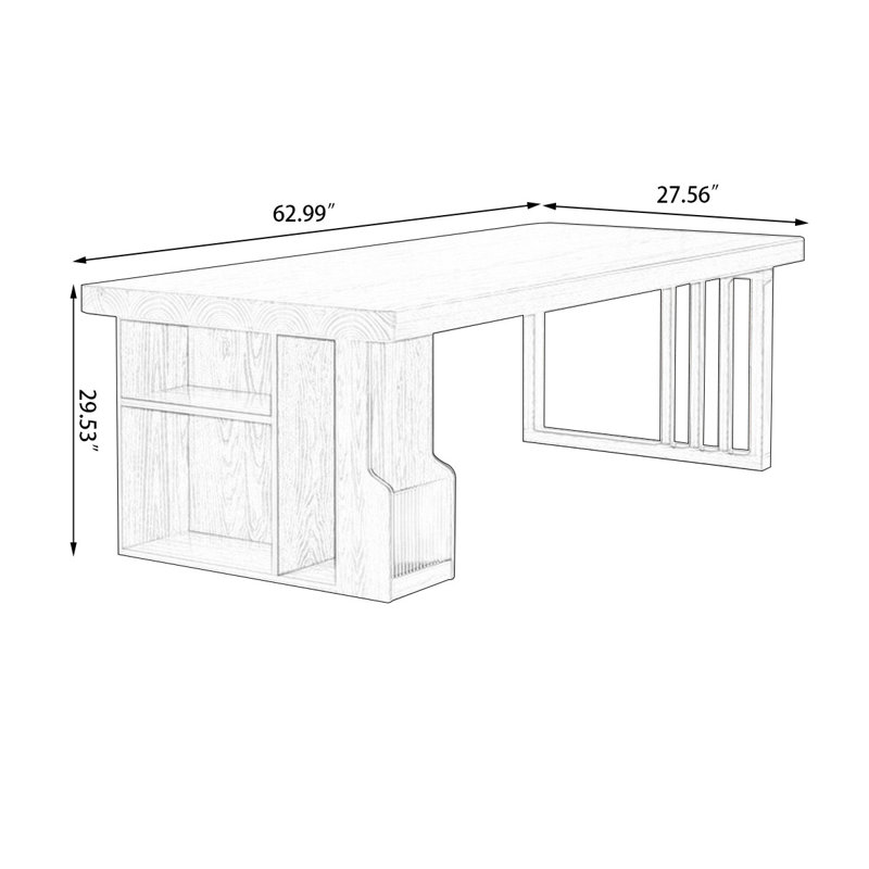 Bureaux rectangulaires en bois massif Burlywood, H 29,53 po x l 62,99 po x P 27,56 po