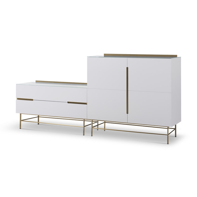 Nicholls 220cm Sideboard, White/Gold