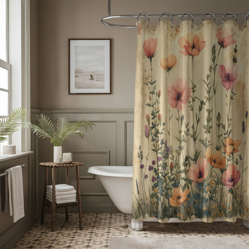 Rideau de douche standard 1 pièce Old Garden, H 74 po x l 40 po