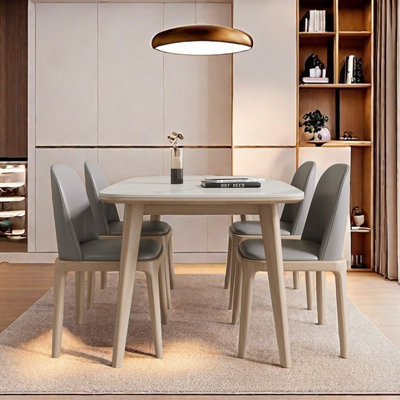 Contemporary Oak Dining Set with Chairs