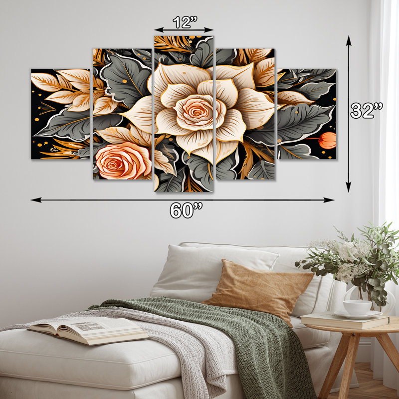 Maymie - Roses Wall Art 5 Piece