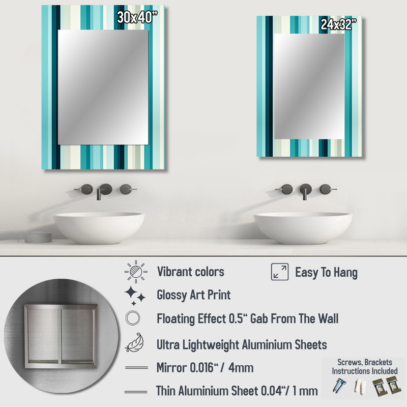 Zen Tre Zen Tranquility Striped Pattern - Miroir décoratif rayé, 32 po x 24 po