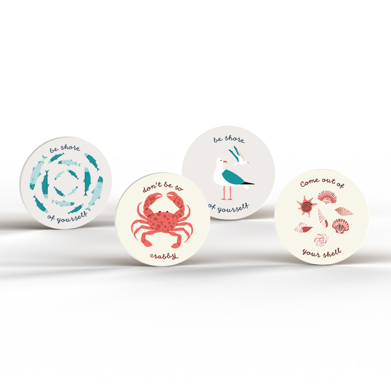 Ceramic Round 4 Piece Coaster Set