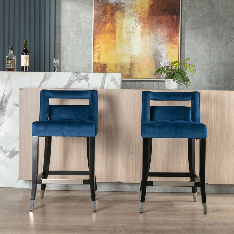 Tabouret Bobigny, Tabouret de comptoir (siège d'une hauteur de 26,3, Bleu marine