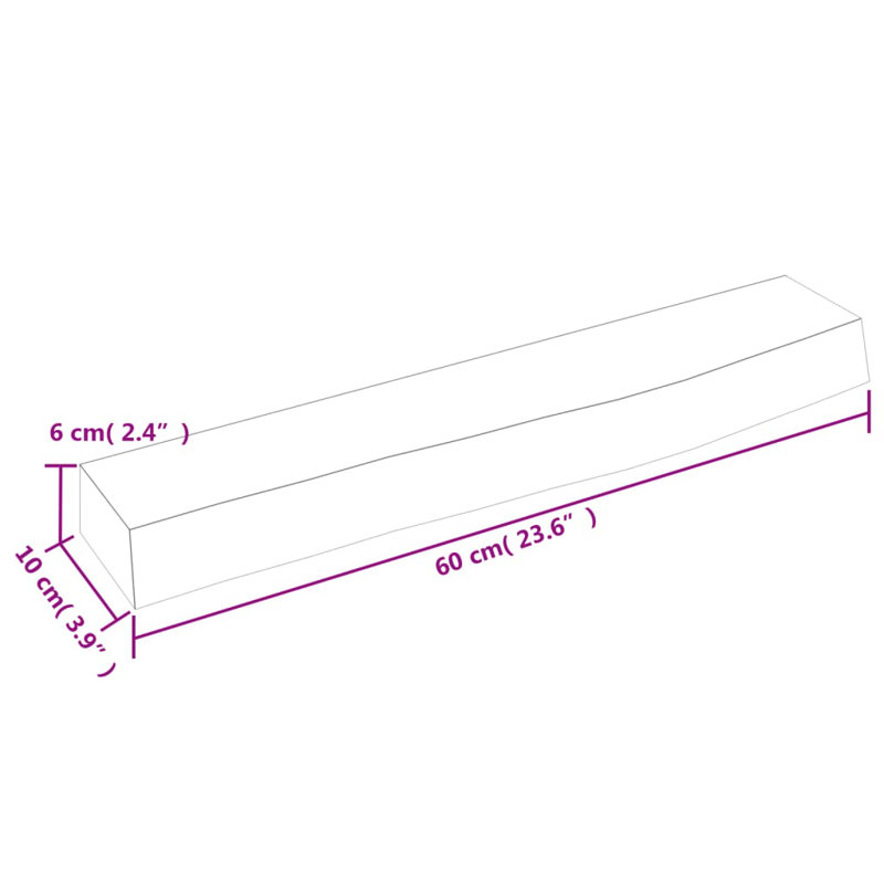 Clintonpark Oak Solid Wood Floating Shelf, 6 cm H x 60 cm W x 10 cm D