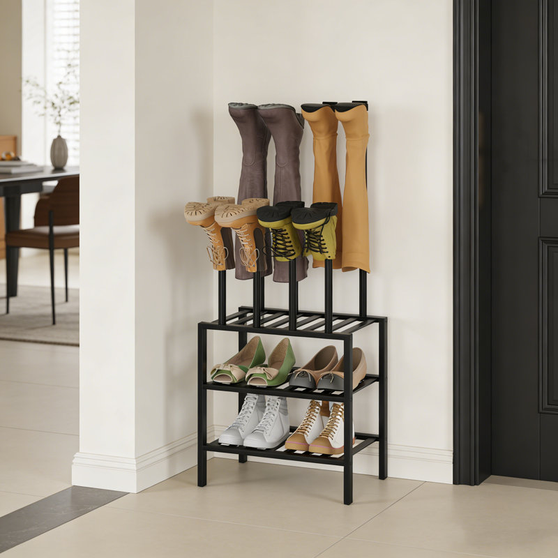 Étagère de rangement à 3 niveaux pour chaussures et bottes (bambou), H 38,4 po x l 16,8 po x P 11 po