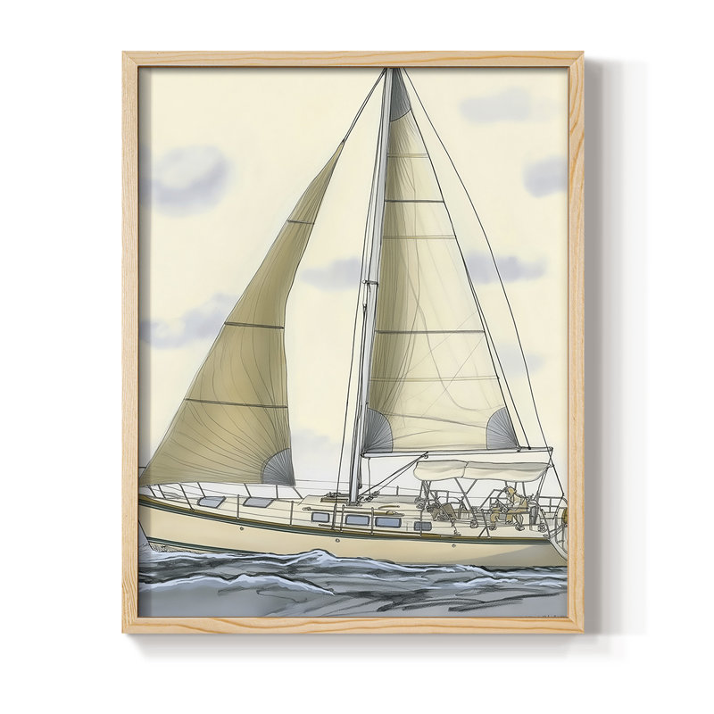 NAUTICAL Series Cxxviii, reproduction encadrée - bois massif, H 15 po x l 12 po