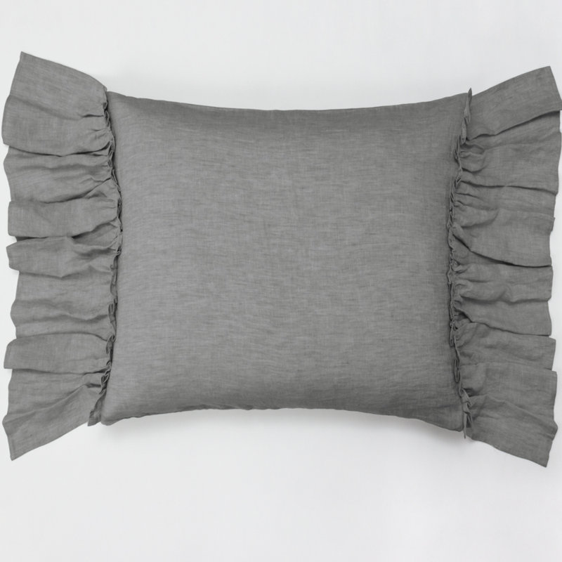  Couvre-oreiller en lin, Euro, Gris clair