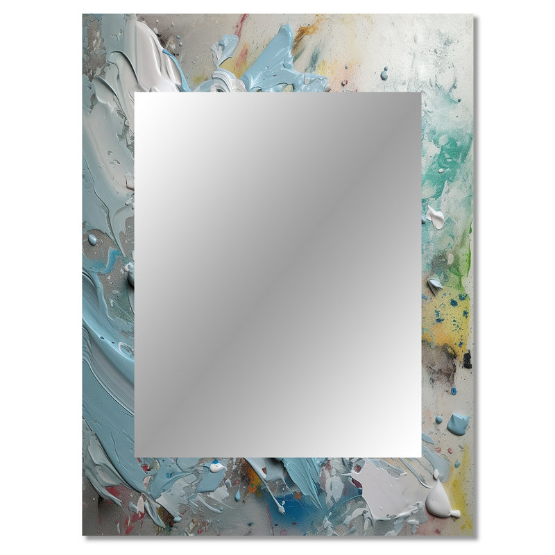 «Summer Memories» abstrait en blanc et bleu III, 40 po x 30 po