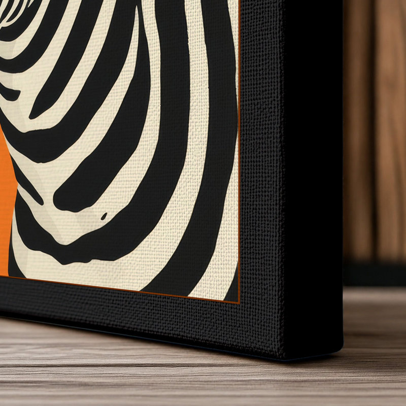 Zebra in Profile Graphic - Wrapped Canvas, 36x24 - 91.4 x 61.0 cm, Black Border