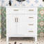 Meuble-lavabo contemporain simple avec lavabo en céramique, conception compacte et portes à fermeture en douceur-2081712526