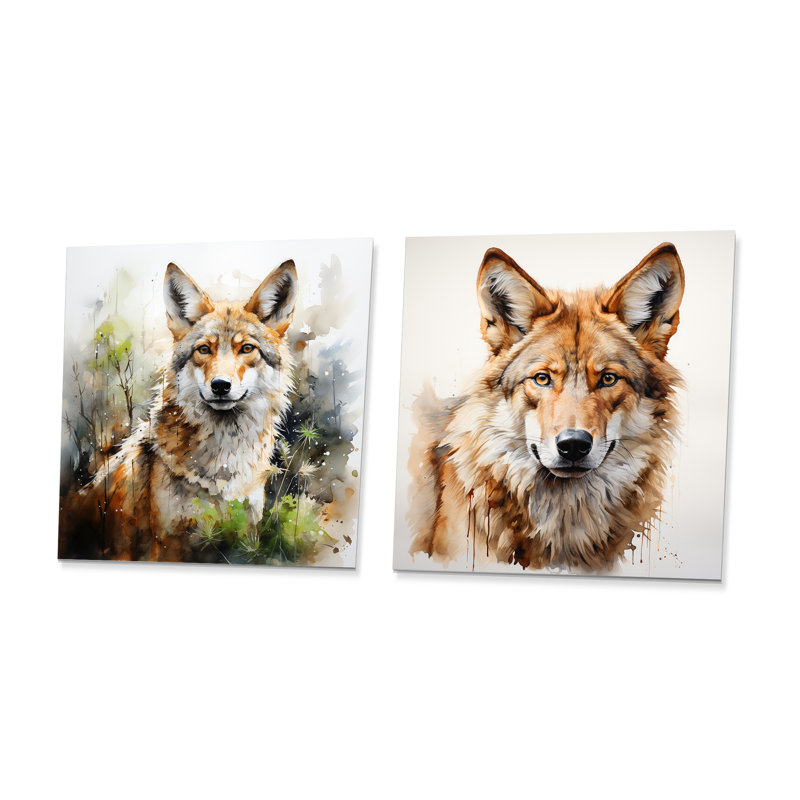 «Whimsical Wanderer Inspired Coyote I - Coyote», H 16 po x l 32 po