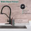 Dynamic Dual Handle Pull Out Sprayer Kitchen Faucet with Deckplate in Stainless Steel Matte Black