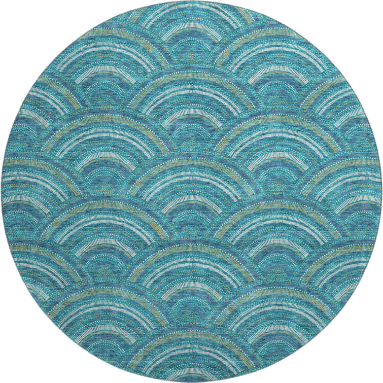 Premium Machine Washable Prisco Teal Rug