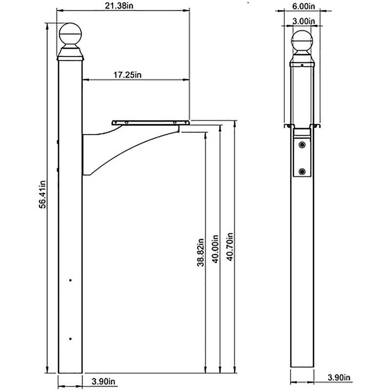 Landover 56.4'' Venetian Bronze Aluminum Mailbox Post