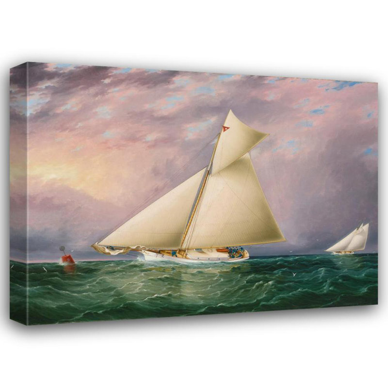 "Yacht Race in New York Harbor" par James Edward Buttersworth - Art mural sur toile tendue avec châssis, H 17 po x l 24 po