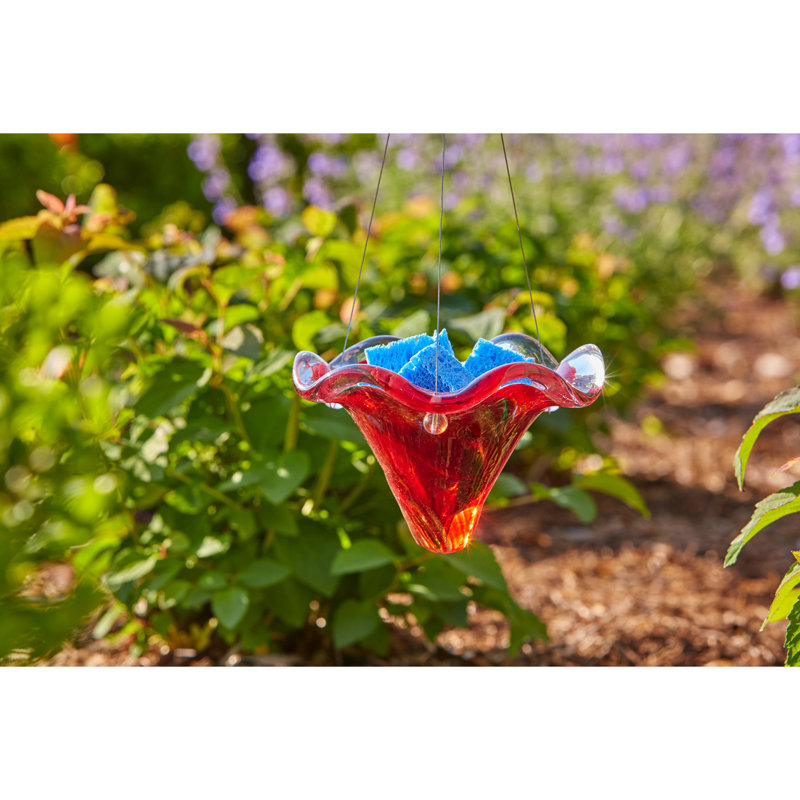 Mangeoire papillon rouge en verre