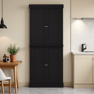 Freestanding 4 Door Kitchen Pantry Cabinet with Shelves White
