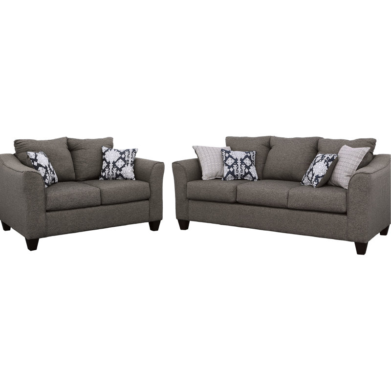 Gris - idéal pour les espaces de vie compacts, conception à accoudoirs évasés, revêtement doux, sièges plus petits en mousse, coussins plus petits, coussins