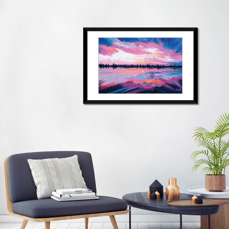 « sky mirror », reproduction d’impression sur toile tendue, H 24 po x l 32 po x P 1 po, Papier avec cadre noir, Blanc
