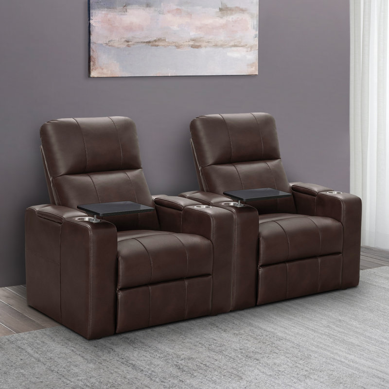 Fauteuil inclinable électrique avec 1 table, brun (ensemble de 2)