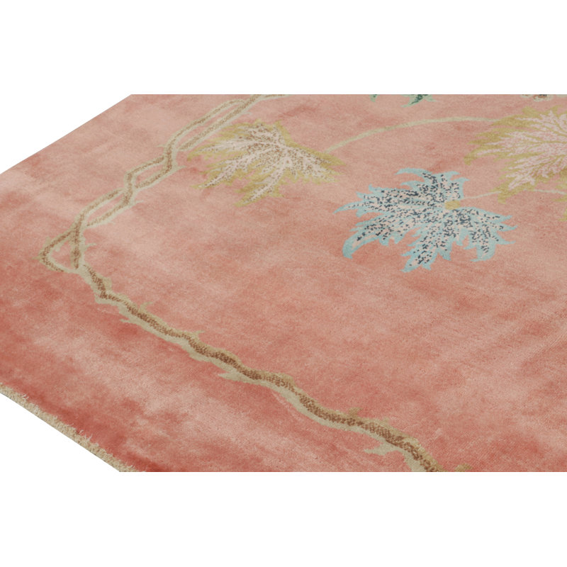 Hand Knotted Wool Floral Area Rug, Rectangle 10' x 14'