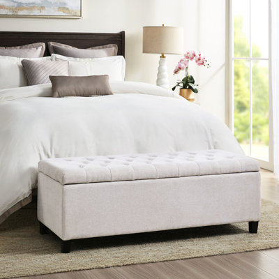 Top Bench With Ample Storage Space - Solid Wood Legs, Natural , 45"w X 15.75"d, Soft Close Button In Hued Close,
