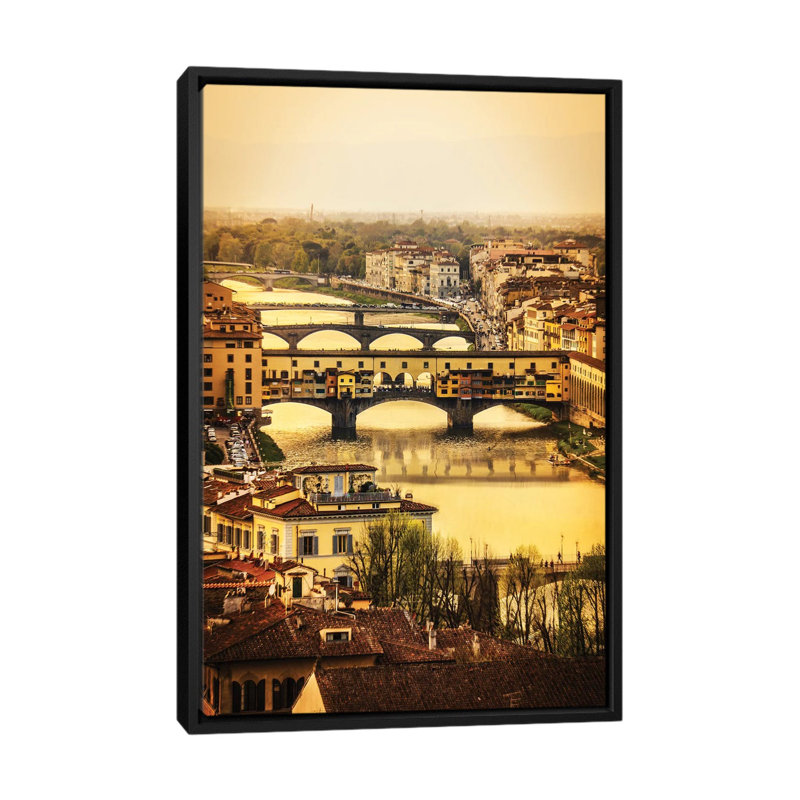 Ponte Vecchio Firenze par Enzo Romano, reproduction d'art sur toile tendue, H 26 po x l 18 po x P 1,5 po, Pas de tapis