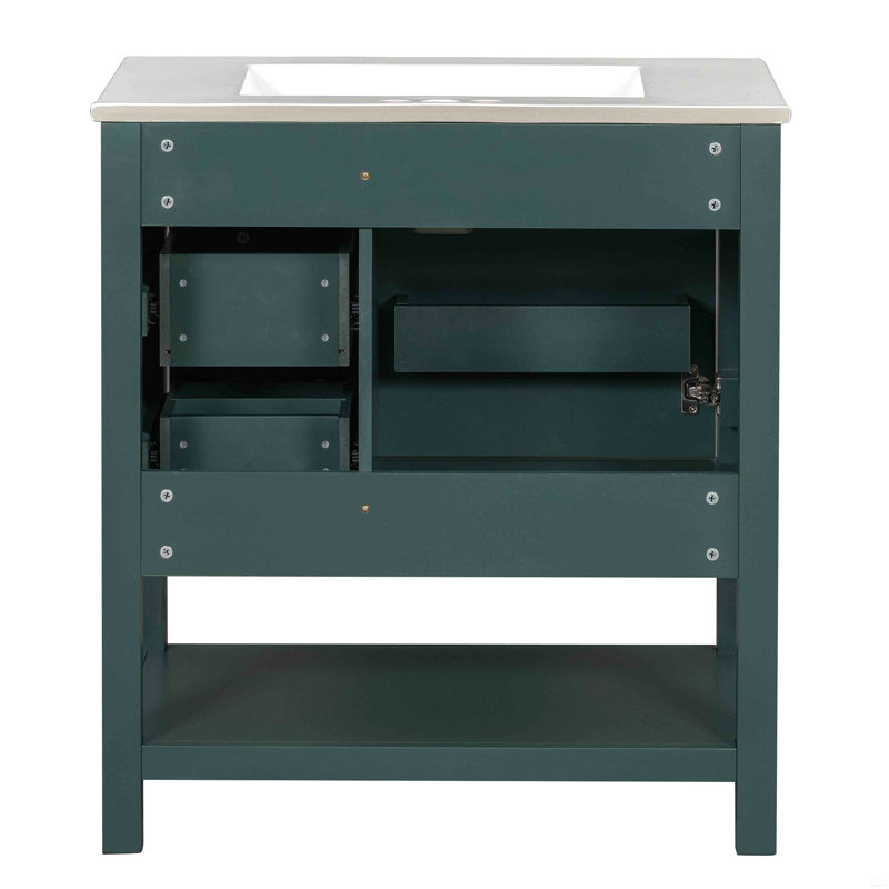 Meuble-lavabo 30 po avec lavabo en céramique, Vert