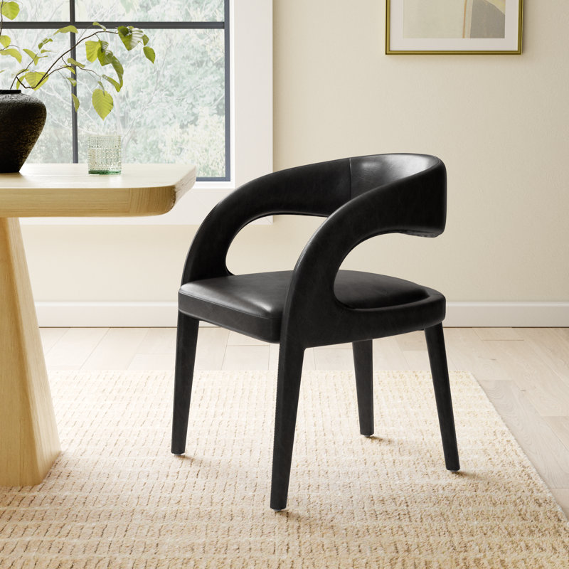 Hawkins Standard Upholstered Arm Chair, Sonoma Black Genuine Leather