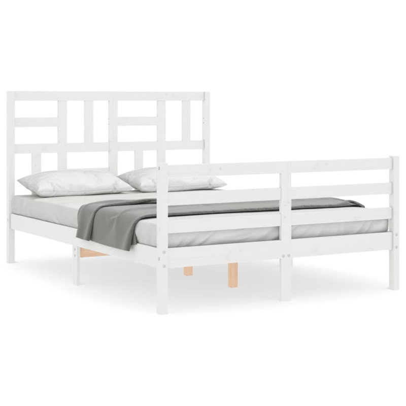 Bed Frame with Headboard, White, 200 x 200cm