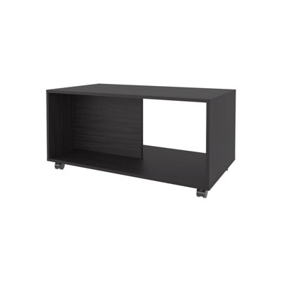 Coffee Table With Open Storage And Caster Wheels