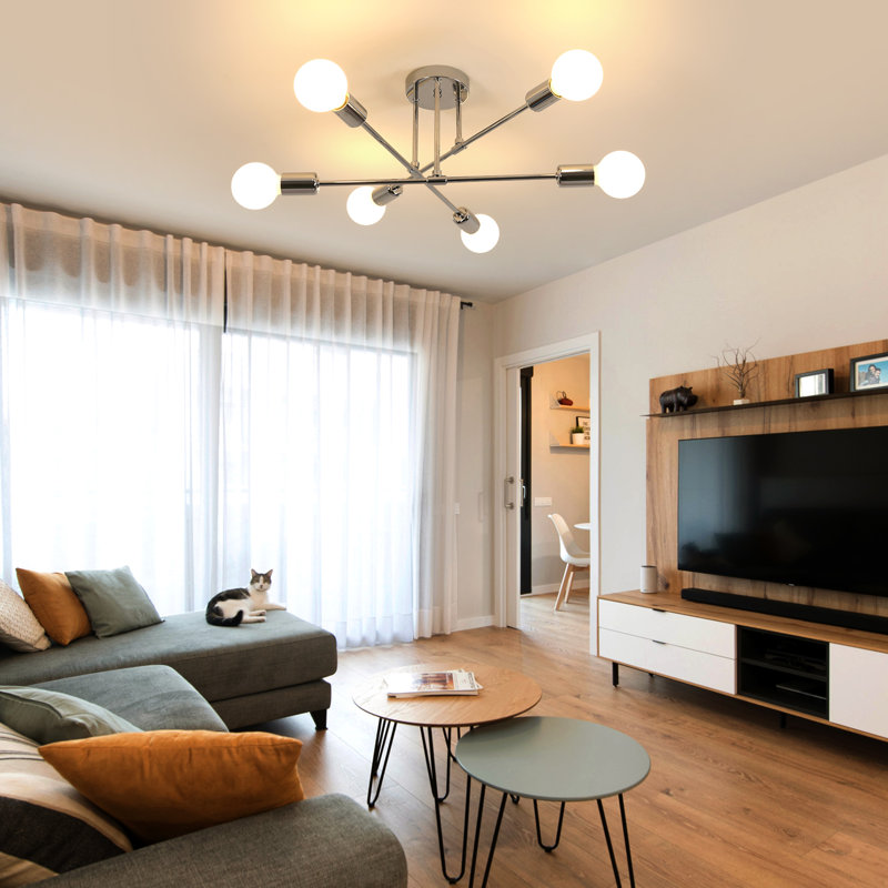 Chrome 6-Light Branch LED Ceiling Light